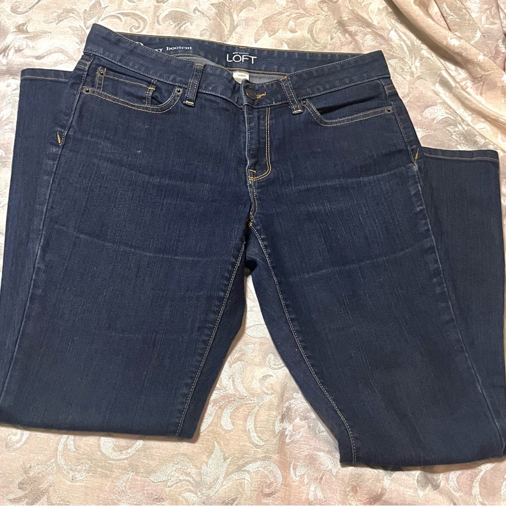 Ann Taylor Loft Curvy Bootcut Jeans 5 Pocket Belt Loop Dark Blue Stain size 6p - Picture 4 of 4